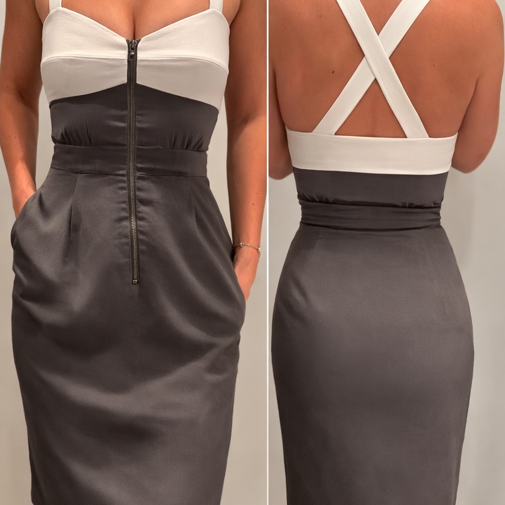 Club Monaco Silk ColorBlock Zipper Dress